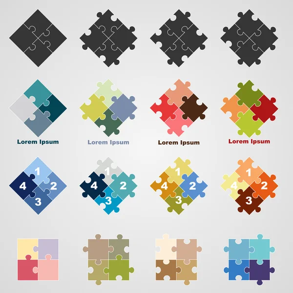 Set of puzzle symbols, vector illustration — Stock vektor