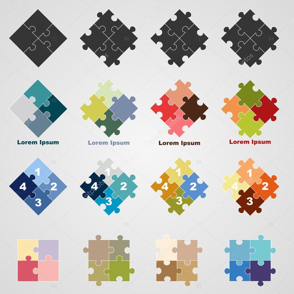 Set of puzzle symbols, vector illustration
