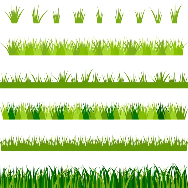 Коллекция зеленой травы, векторная иллюстрация — стоковый вектор