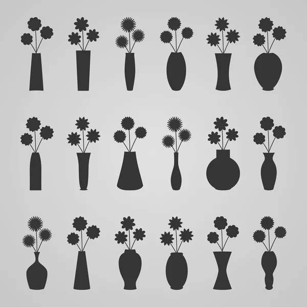 Ensemble de vases avec fleurs, illustration vectorielle — Image vectorielle