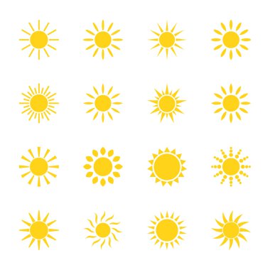 Simgeler güneş, vektör çizim seti