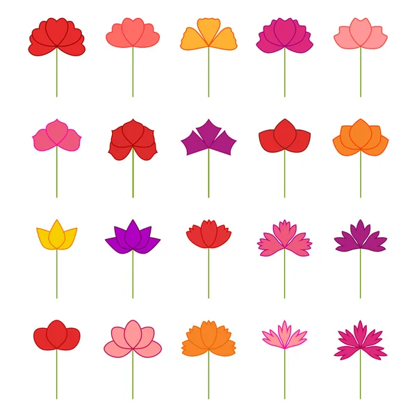 Conjunto de flores decorativas, ilustración vectorial — Vector de stock