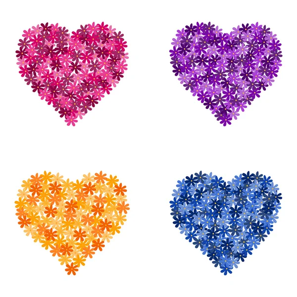 Set of flower hearts, vector illustration — Stock Vector