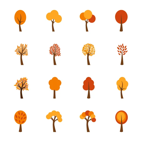 Set of autumn trees, vector illustration — Stock Vector