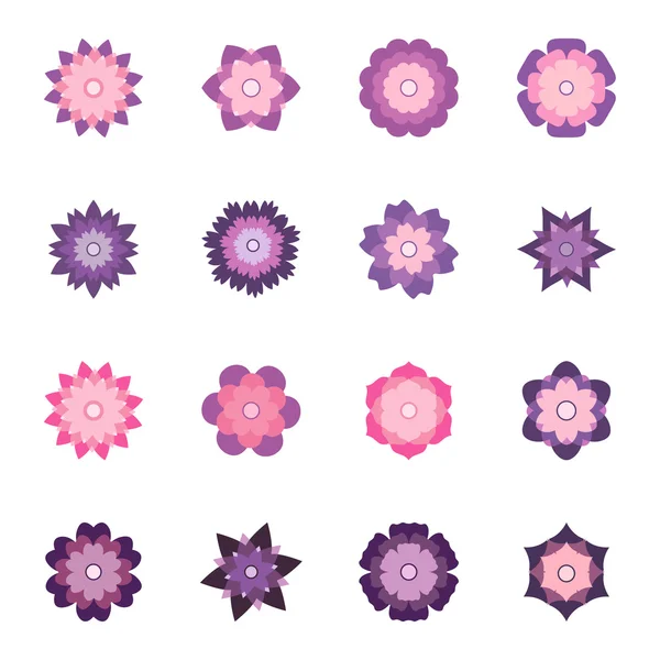 Jeu de fleurs colorées, illustration vectorielle — Image vectorielle