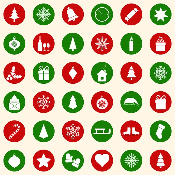 Набор рождественских икон на цветном фоне, векторная иллюстрация — стоковый вектор