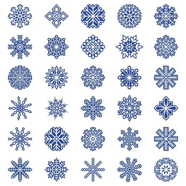 Комплект снежинок, векторная иллюстрация — стоковый вектор