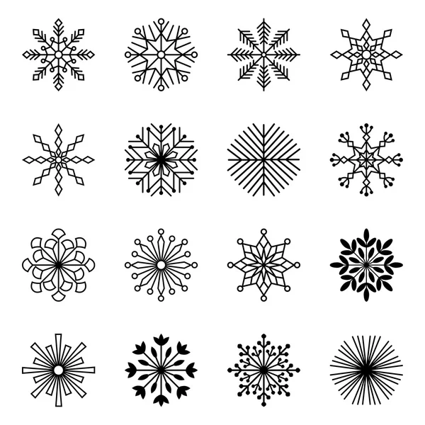 Ensemble de flocons de neige, illustration vectorielle — Image vectorielle