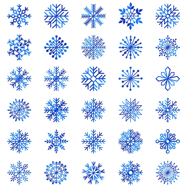 Conjunto de copos de nieve, ilustración vectorial — Archivo Imágenes Vectoriales