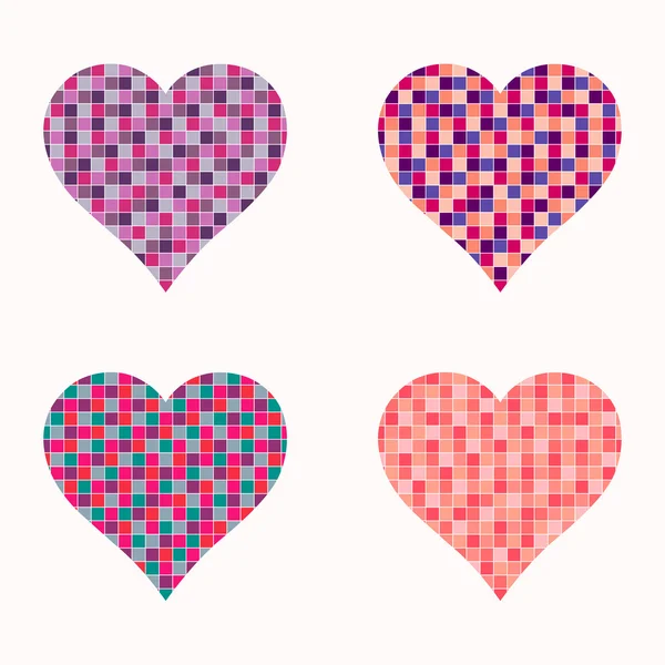 Conjunto de corazones coloridos, ilustración vectorial — Vector de stock