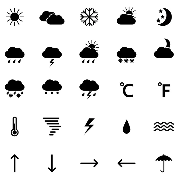 Conjunto de ícones meteorológicos, ilustração vetorial —  Vetores de Stock