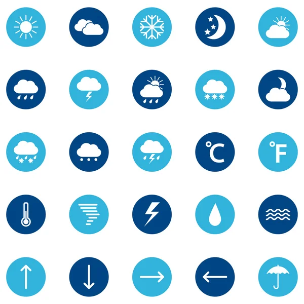 Conjunto de ícones meteorológicos sobre fundo de cor, ilustração vetorial —  Vetores de Stock
