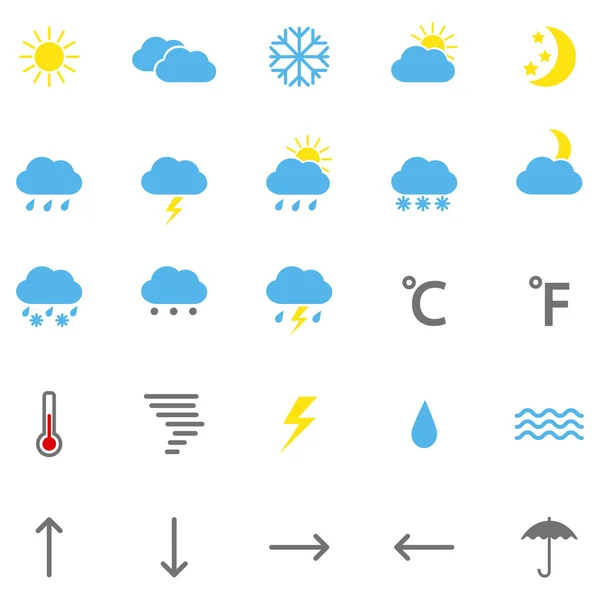 Set of color weather icons, vector illustration — Stock Vector