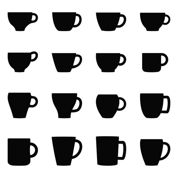 Set of cups and mugs, vector illustration — Stock Vector