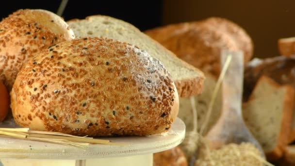 Köstliche Mischung aus Brotkonzept — Stockvideo