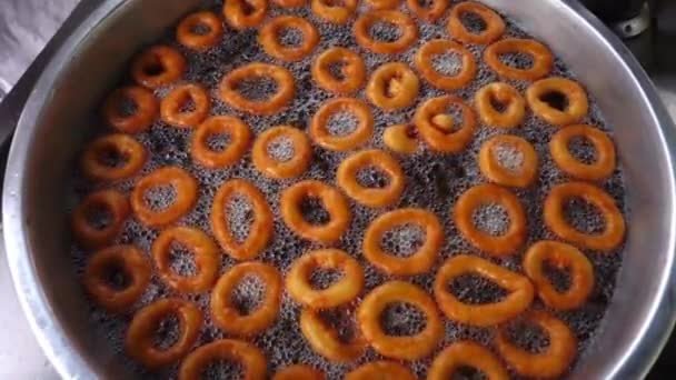 Turkish Traditional Dessert Donut Lokma — Stock Video