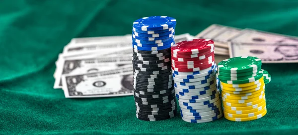 Gambling American Money and Money Chips — Stock Photo, Image