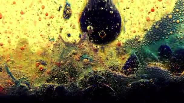 Water Oil Bubbles and Ink Behind Glass Background — Stock Video