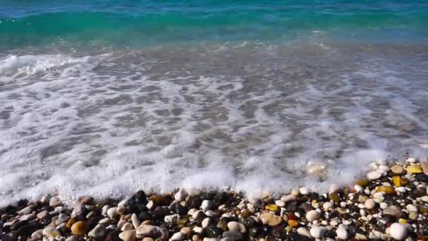 Taşlar ve dalgalar deniz kıyısına yakın: — Stok video