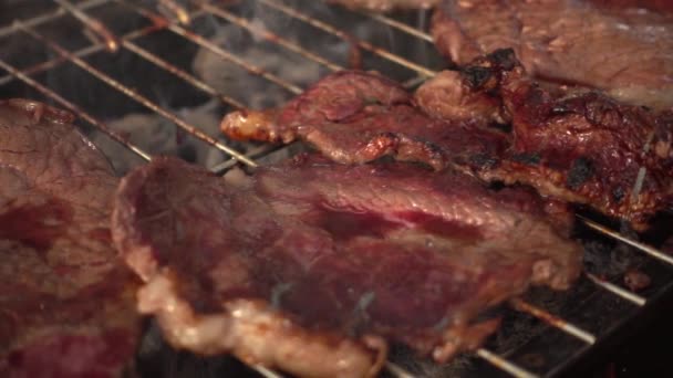 Carne en la barbacoa — Vídeos de Stock