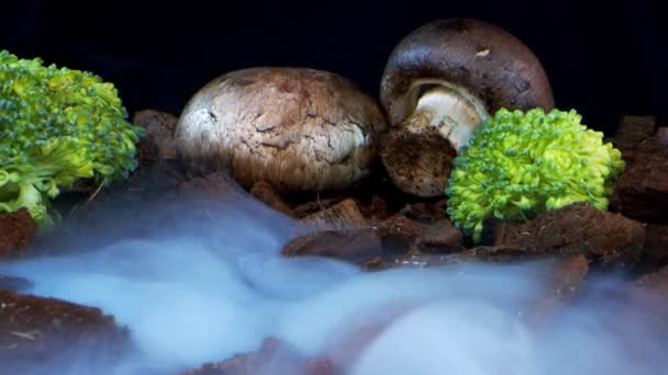 Broccoli Funghi Verdura — Video Stock