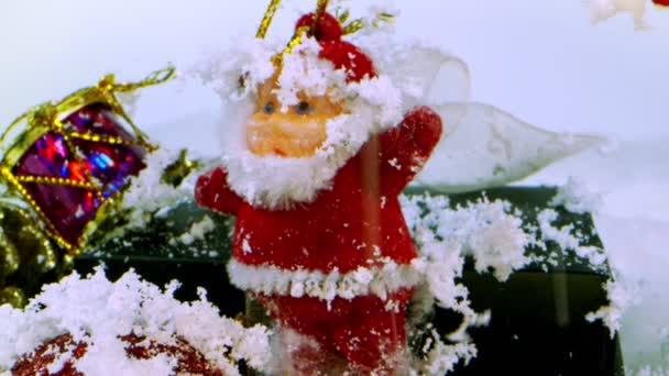 Raining Snow Santa Claus Christmas Decoration — Stock video