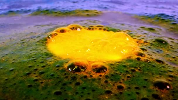 药丸在油和水上融化 — 图库视频影像