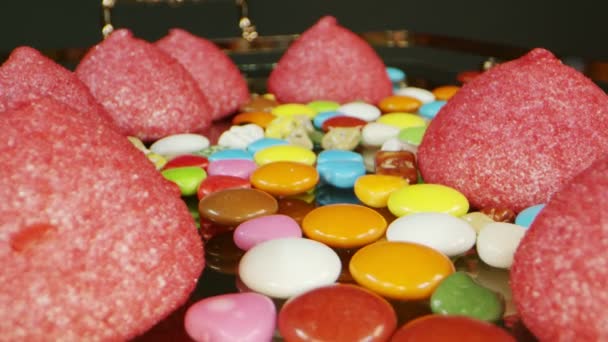 Deliciosos Caramelos Malvavisco Rosa — Vídeos de Stock
