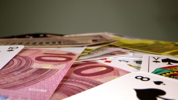 Herramientas Juego Apuestas Como Fichas Dinero Dices Tarjetas Poker — Vídeo de stock