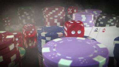 Kumar Oyun Aletleri Para Çipleri, Baharatlar ve Poker Kartları Gibi