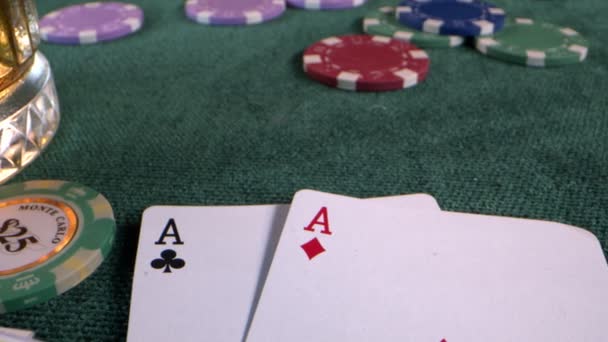 Herramientas Juego Apuestas Como Fichas Dinero Dices Tarjetas Poker — Vídeo de stock