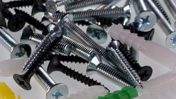 Stainless Steel Bolts Screws Dowels Nails Nuts — Stock Video