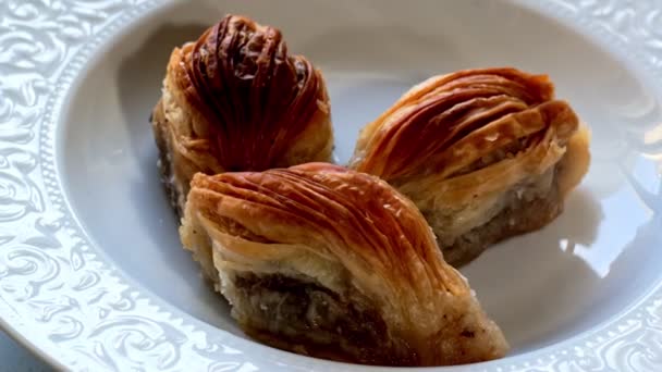 Турецкая Традиционная Десертная Еда — стоковое видео