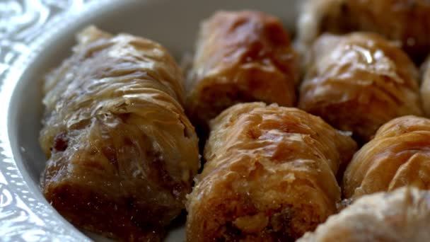 Türk Geleneksel Tatlısı Baklava — Stok video