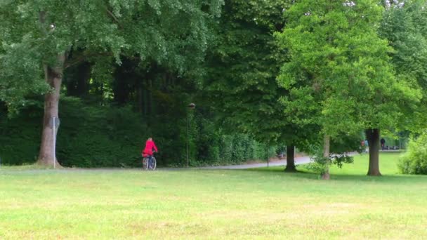 自然公園での乗馬自転車 — ストック動画