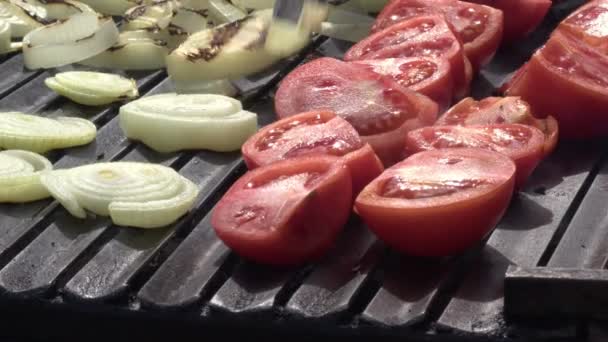 Onions Tomato Barbecue — Stock Video