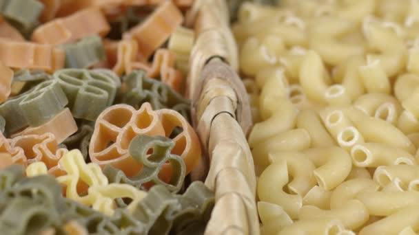 Fresh Vegetarian Italian Raw Food Macaroni Pasta — Stock Video