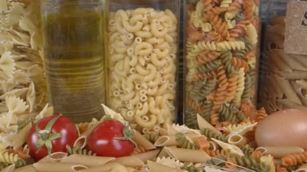 Pasta Fresca Vegetariana Italiana Maccheroni Crudi — Video Stock