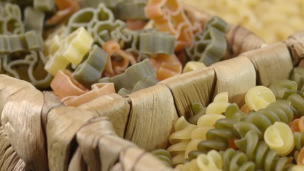 Fresh Vegetarian Italian Raw Food Macaroni Pasta — Stock Video