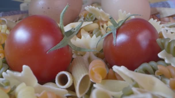 Свіжі Вегетаріанські Італійські Сирі Страви Макаронні Макарони — стокове відео