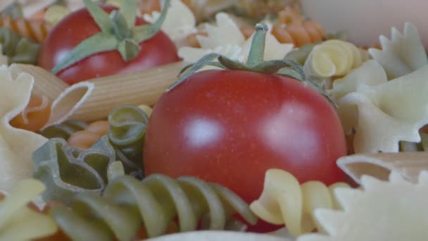 Čerstvé Vegetariánské Italské Syrové Potraviny Makarony Těstoviny — Stock video
