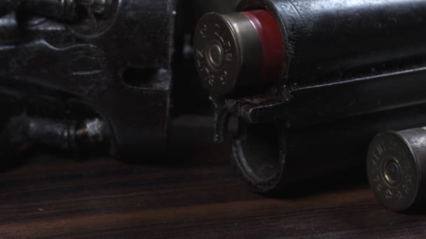 Old Style Rifles Bullets — Stock Video