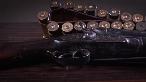 Old Style Rifles Bullets — Stock Video