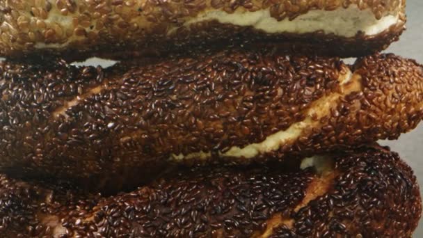Turquia Delicioso Crocante Chamado Simit — Vídeo de Stock