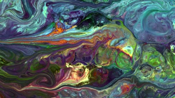 抽象水性塗料拡散爆発アート 有機水彩画 石鹸で作られています 牛乳と石鹸の化学反応 芸術的なインク混合物とカラフルなシュールな形状 — ストック動画