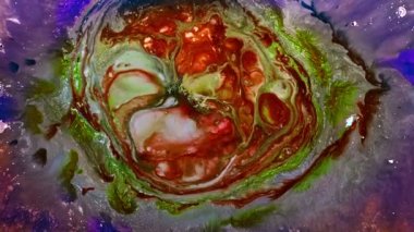 Soyut Su Boyası Difüzyon Patlama Sanatı. Organik suluboya boya, süt ve sabundan yapılmış. Süt ve sabun arasında kimyasal bir reaksiyon. Sanatsal mürekkep karışımı ve renkli sürrealist şekiller..