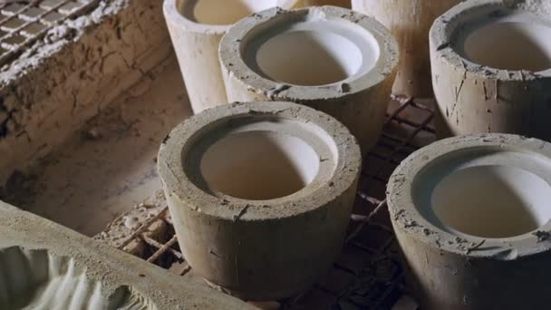 Clay Pots Mögel Keramik Studio Workshop — Stockvideo