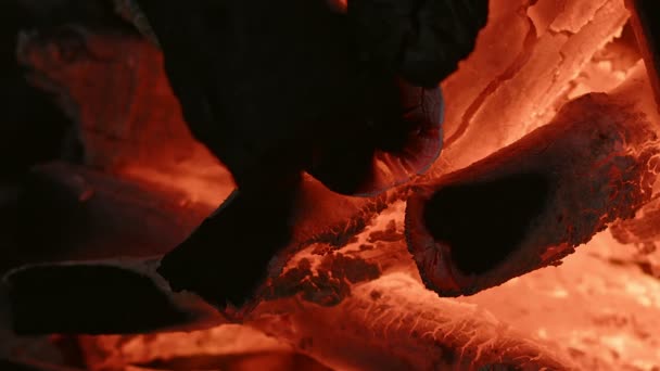 バーベキューコイル火災炎と灰 — ストック動画