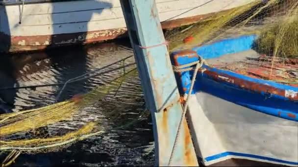 Filet Pêche Lignes Pêche Près Quai — Video