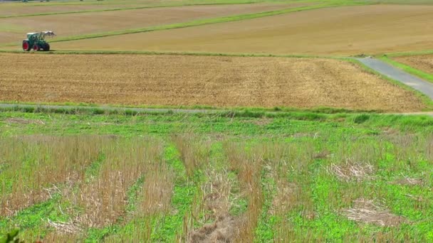 Bauernwagen auf Feld und Natur — Stockvideo